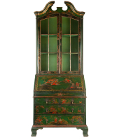 An English Laqué Secretary Bookcase with Chinoiserie Decor