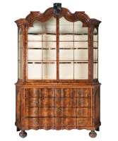 A Dutch Louis XV Burr-Walnut Display Cabinet