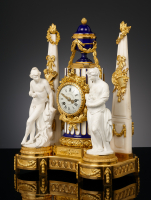 French Louis XVI Pendule with biscuit and porcelaine de Sèvres