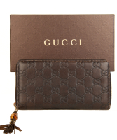 Gucci Signature Leather Bamboo Tassel Zip Around Wallet - Gucci