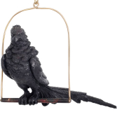 A Parrot Carved of Wood Seated on Copper Ring