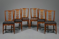 Set van zes Hollandse kersenhouten Louis XVI stoelen