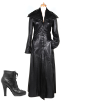 Black Leather Maxi Coat - Carla V.