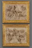 Paar terracotta Louis XVI plaquettes, toegeschreven aan Gilles-Lambert Godecharle