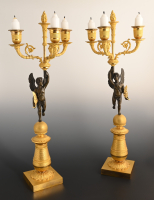 A pair of ormolu Empire candelabras