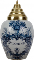 A Blue and White Tobacco Jar in Dutch Delftware « ST-DOMINGO »