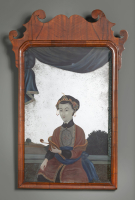 A George II Chinese export glass painted mirror