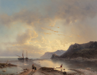 LOUIS JOHAN HENDRIK MEIJER (1809-1866) – EVENING TWILIGHT BY THE SEA - Louis Johan Hendrik Meijer
