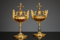 Pair of Russian mounted agate coupes, Saint Petersburg