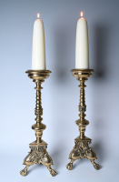 A large pair of bronzse candlestick