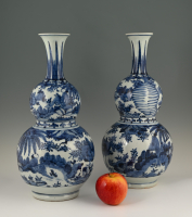 A pair of Japanese double gourd vases