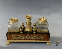 Empire ink set with music playing mechanism, circa 1820.