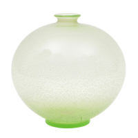 Uranium green glass Unica vase (D237) with fine crackle and applied glass stand, design A.D.Copier 1928, executed by Glasfabriek Leerdam / the Netherlands - Andries Dirk (A.D.) Copier