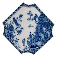 A Blue and White Square Plaque in Dutch Delftware