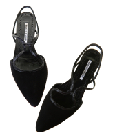Manolo Blahnik Black Suede Slingback Pumps - Manolo Blahnik
