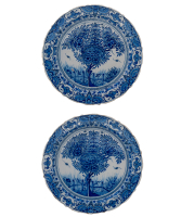 A Pair So Called ' Tea Tree Chargers ' in Dutch Delftware - Dextra