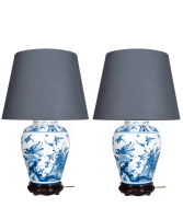 A Pair of Blue and White Delft Vases as Lamps