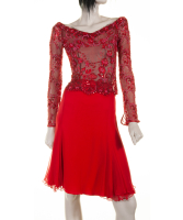 Addy van den Krommenacker Red Lace and Paillettes Top - Addy van den Krommenacker