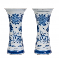 Pair of Blue and White Dutch Delft Vases