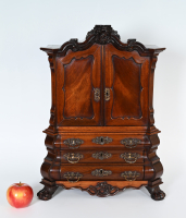 A Dutch Mahogany miniature cabinet