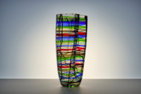 Lino Tagliapietra, clear glass vase with multi-coloured filigrano decoration - Lino Tagliapietra
