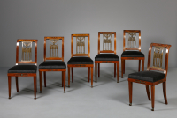 Serie van zes Franse Empire stoelen