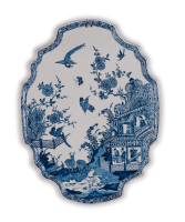 A Dutch Delft Blue and White Oval-shaped Plaque