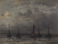 Ships at night - H.W. Mesdag