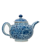 Dutch Delft Blue and White Teapot and Cover