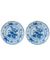 Pair of Blue White Delft Earthenware Plates - De Porceleyne Bijl (The Porcelain Axe) Factory