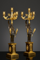 Pair of French Empire four-light candelabra