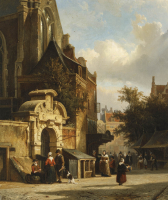 Gate of the Zuiderkerkhof, with the Nieuwezijds Chapel - Cornelis Springer