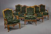 Ensemble of six Louis XV fauteuils à la Reine