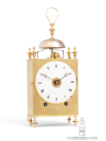 A French brass Capucine travel clock with strike and alarm, Ballif A Toulouse, circa 1800.