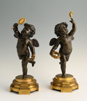 A pair of bronze sculptures