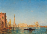 The Doge's Palace seen from the Canal della Grazia, Venice - Félix Ziem