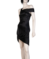 Alexander McQueen 2008 Black and Nude Silk Asymmetrical Drape Dress - Alexander McQueen