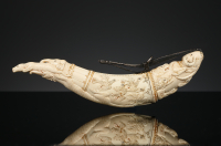 Mughal ivory powder horn