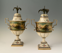 A rare and beautiful pair of lacquered pewter chestnut vases