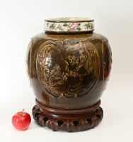 A large Chinese brown-glazed vase