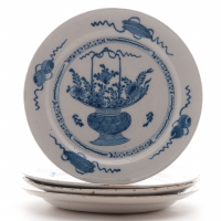Set of Four Dishes in Blue and White Dutch Delftware