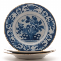 Set of Three Dishes in Blue and White Dutch Delftware