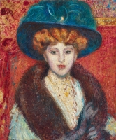Vrouw met blauwe hoed - Georges Lemmen
