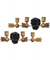 A Pair of Wall Appliques in Parcel-gilt and Ebonized Carved Wood