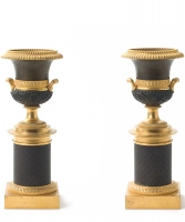 A Pair Guilded and Patined Bronze Coupes