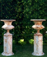 A Pair Garden Cast Iron Vases