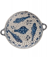 A Dutch Delft Blue and White two-handled Fish Strainer