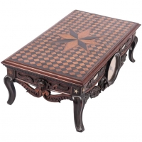 Very Nice Marquetry Inlaid Miniature Desk on Beautiful Curved Feet