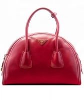 Prada Red Leather Vitello Vintage Bowler Bag - Prada