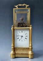 A rare French 'singing bird' automata carriage clock, striking, circa 1850.